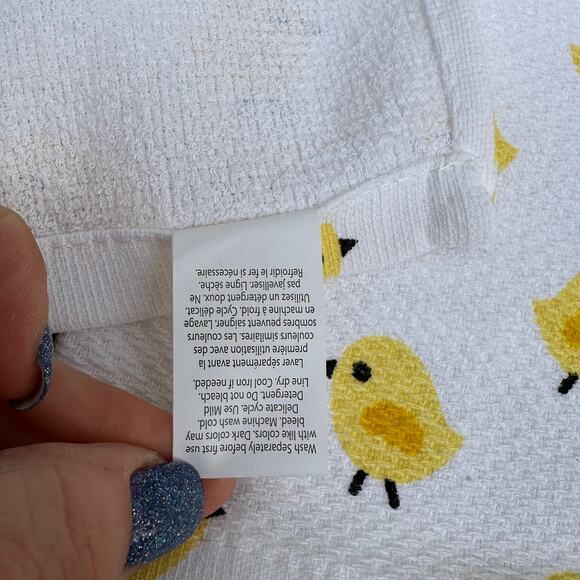Spring Little Yellow Chicks Colordrift Kitchen Towels Set Of 2 New Pom Poms Cute - Picture 4 of 8